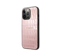 Guess Coque pour Apple iPhone 13 Pro PU Croco Rose