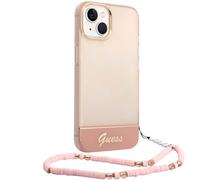 Coque pour Apple iPhone 14 Plus Colors avec lanière perlée Rose