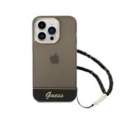 Coque pour iPhone 14 Pro Design Translucide avec Bijou Perles Noir Transparent