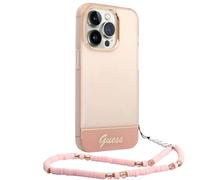 Guess Coque pour Apple iPhone 14 Pro Max Colors avec lanière perlée Rose