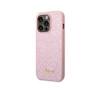 Guess Coque pour Apple iPhone 14 Pro Max TPU Glitter Script Rose