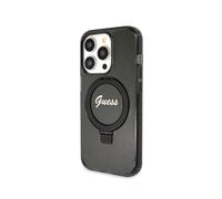 Guess Coque pour Apple iPhone 15 Pro Max TPU Ring Stand Noir