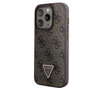 Guess Coque 4G Logo Triangle Strass pour Apple iPhone 15 Pro - Marron
