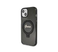 Guess Coque pour Apple iPhone 15 TPU Ring Stand Noir