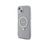Guess Coque pour Apple iPhone 15 TPU Ring Stand Transparent