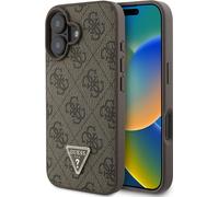 Étui Guess pour iPhone 16 6.1 marron étui rigide Leather 4G Triangle Strass