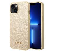 Guess Coque pour iPhone 14 Plus en TPU Souple avec Paillettes Dorée