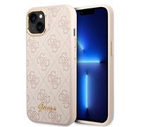 Guess Coque pour iPhone 14 Plus Rose 4G Motif & Logo Script