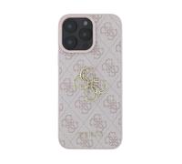 Guess Coque pour iPhone 16 Pro Max avec Monogramme et Logo 4G en Métal Rose