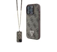 Guess Coque pour iPhone 16 Pro [sous licence officielle] par CG MOBILE | Étui en cuir synthétique avec logo en métal et strass | Étui de protection à bandoulière conçu pour iPhone 16 Pro (6,3") (2024)