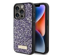Étui Guess pour iPhone 15 Pro Max 6.7 violet étui rigide Rhinestone Metal Logo