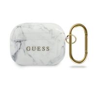 Guess Couverture Silicone Marble, ?tui pour ?couteurs + casque, Blanc