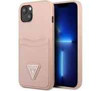 Guess cover IPhone 13 Mini 5,4" GUHCP13SPSATPP étui rigide Saffiano Double Card Triangle