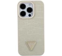 Guess Croco Triangle Metal Logo - iPhone 15 Hülle (Gold)