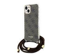 Étui Guess pour iPhone 15 6.1 marron étui rigide Crossbody Cord 4G Print