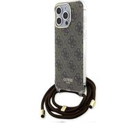 Étui Guess iPhone 15 Pro Max 6.7 marron étui rigide Crossbody Cord 4G Print