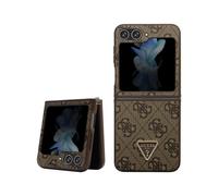 Guess Cuir 4G Triangle Strass Case, Marron - Samsung Galaxy Z Flip 5