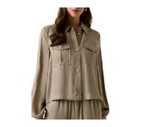 Guess - Dalia Fluid Crop Shi - Femme - Blouses et Chemises - Brun - Taille: 36 FR