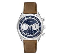 Guess Montre Dawson GW0972G1 pour homme – Cuir marron, Cadran bleu, Date, Verre minéral, 5 bars