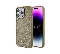 Étui Guess pour iPhone 15 Pro Max 6.7 or étui rigide Disco Metal Script