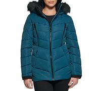 GUESS Doudoune de poids moyen pour femme, Capuche bleu sarcelle, Medium