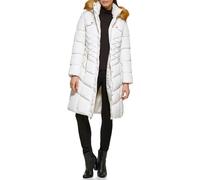 GUESS Doudoune de poids moyen pour femme, Mik à capuche en fausse fourrure, Large