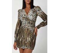 GUESS Eco Marion Fix Wrap Dres Wavy Leopard Print Taille: S | Robes Mini Outlet | Femme