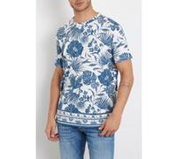 GUESS Eco Ss Bsc Tropical Lino Salt White Multi Taille: M | T-shirts avec imprimés Outlet | Homme | Blanche