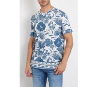 GUESS Eco Ss Bsc Tropical Lino Salt White Multi Taille: S | T-shirts avec imprimés Outlet | Homme | Blanche
