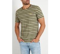 GUESS Eco Ss Cn Striped Tee Olive/hazel/pearl Wh Taille: XS | T-Shirts Outlet | Homme | Vert