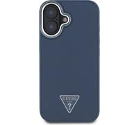 Guess, étui antichoc pour iPhone 16 avec finition grainée et logo, bleu