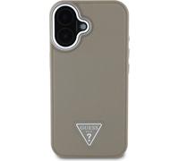 Guess, étui antichoc pour iPhone 16 avec finition grainée et logo, marron