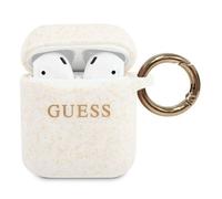 Guess Etui Apple GUACCSILGLWH Housse AirPods blanc/blanc silicone paillettes