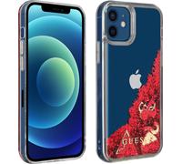 GUESS - Coque Rigide en PC/TPU Liquide pailleté avec Breloques cœurs - Framboise pour iPhone 12 Mini