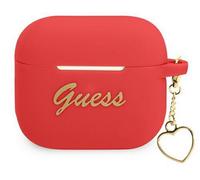 Guess Étui Boîte Silikon Charm Cœur Collection Rouge Pour AirPods Pro