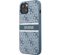 Guess, étui de protection pour iPhone 13 Élégant avec motif à rayures 4G, bleu