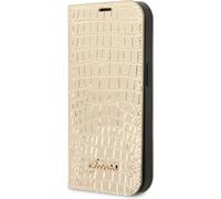Guess Étui de protection pour livre doré compatible avec Apple iPhone 14 Pro - Cuir PU et protection.
