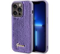 Guess, étui flexible antichoc pour iPhone 14 Pro avec motif à paillettes, violet