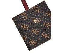 GUESS Étui pour carte de crédit brun foncé brun clair pour femme - Laurel SLG Tab Card Case Brown Logo 290564