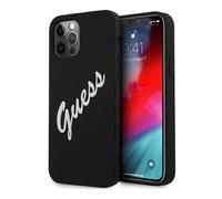 Guess Étui pour iPhone 12/12 Pro 6.1 Noir/Blanc Silicone Vintage