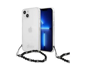 Guess Étui pour iPhone 13 Mini, Transparent - Black Pearl Strap