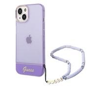 Guess étui pour iPhone 14 6.1 violet Translucide Pearl Strap