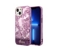 Guess Étui pour iPhone 14 Plus, Fuchsia - Collection Porcelaine
