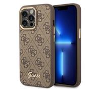 Guess étui pour iPhone 14 Pro 6,1 marron étui rigide 4G Logo Or Vintage
