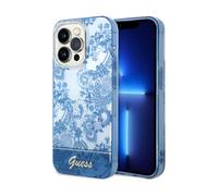 Guess coque arrière rigide pour iPhone 14 Pro - Collection Porcelaine - Bleu