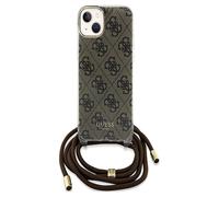 CG MOBILE Guess GUHCP15SHC4SEW Coque pour iPhone 15/14 / 13 6,1" Marron Rigide bandoulière Cordon Impression 4G