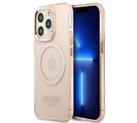 Guess Étui Rigide or Rose Contour Translucide Magsafe pour IPHONE 13 Pro 6,1 "