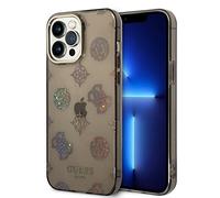 Guess Étui Rigide translucide avec pivoines Brillantes pour Apple iPhone 14 Pro Max Noir