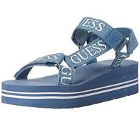 GUESS Femme Avin Sandale cale, Denim Bleu Blanc, 39.5 EU
