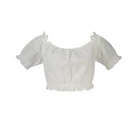 Guess, Femme, Blouses et Chemises, Blanc, Taille: 42 FR Haut Blanc à Col Bateau et Manches Courtes